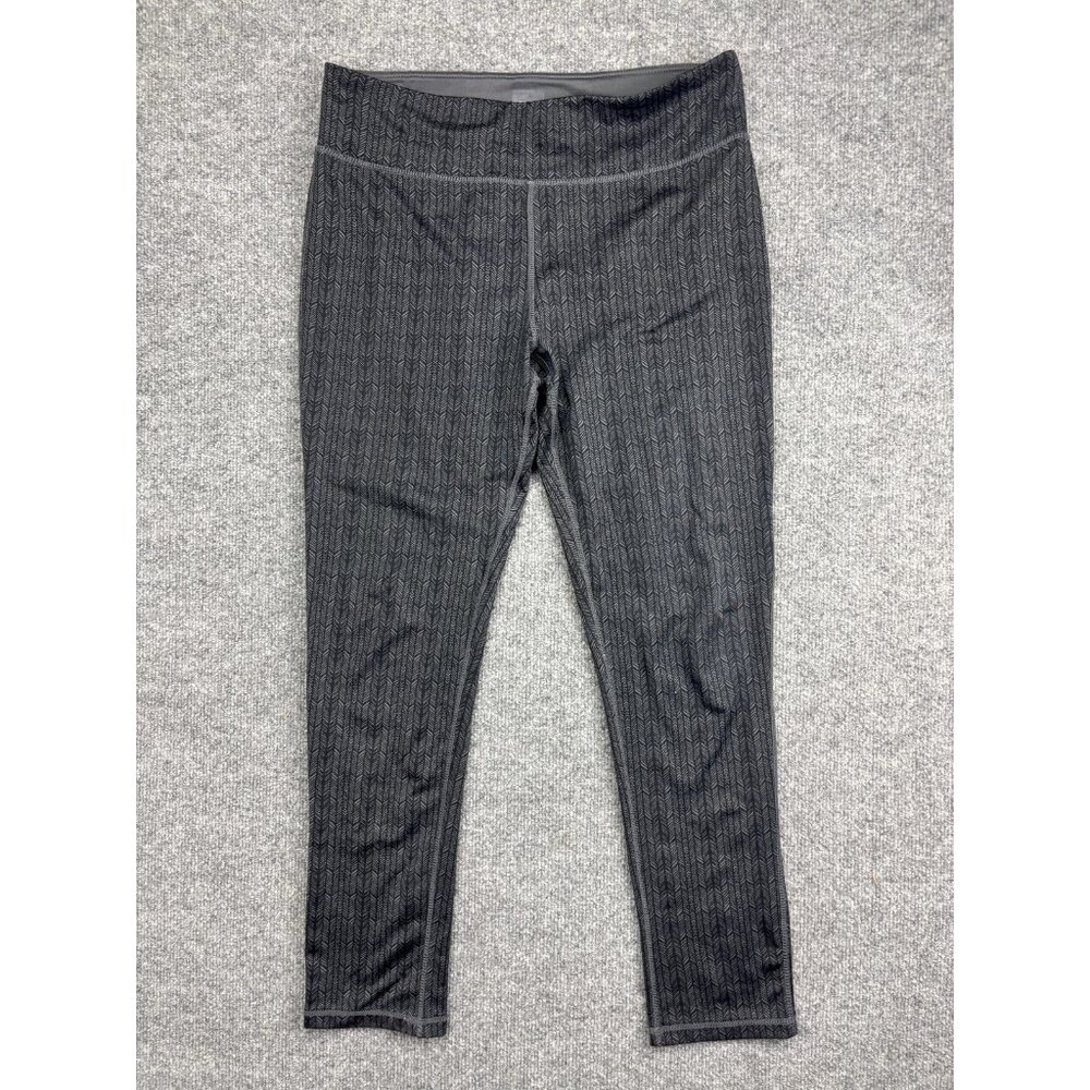 BLUE Saks‎ Fifth Avenue Leggings Womens Large Black Gray Herringbone Stretch